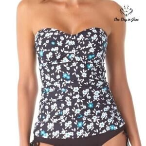 Anne Cole Twist Front Bandeau Tankini Top Size XS
